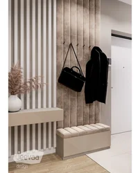 Hallway design with slats and mirror