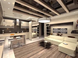 Kitchen with living room high tech photo design