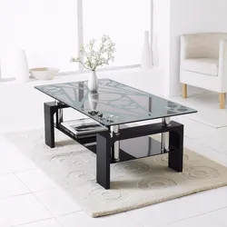 Glass table in the living room photo
