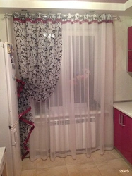 Long curtains for the kitchen in the interior photo