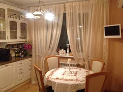 Long curtains for the kitchen in the interior photo