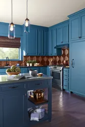 Blue and brown in the kitchen interior