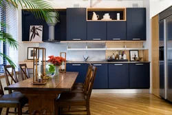 Blue and brown in the kitchen interior