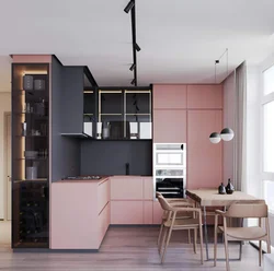 Gray pink kitchen design