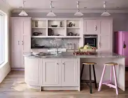 Gray pink kitchen design