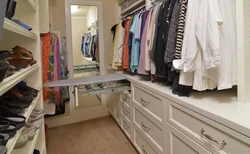 Dressing room design with ironing board