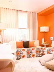 Orange Curtains In The Bedroom Interior