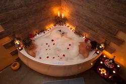 Romantic in the bathroom by candlelight photo