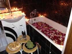 Romantic in the bathroom by candlelight photo