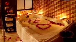 Romantic in the bathroom by candlelight photo