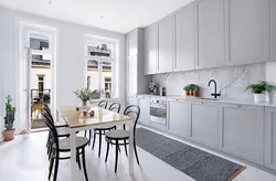Gray scandinavian kitchen interior