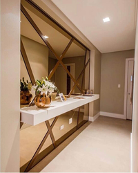 Large mirror in the hallway on the entire wall design