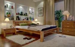 Solid wood bedroom bed photo