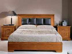 Solid wood bedroom bed photo