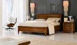 Solid wood bedroom bed photo