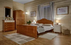 Solid wood bedroom bed photo
