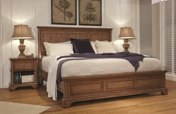 Solid wood bedroom bed photo