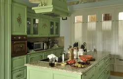 Green Provence kitchen in the interior