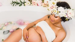 Pregnancy photo in the bathroom