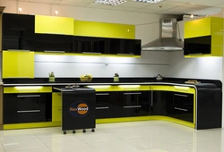 Kitchen design yellow black