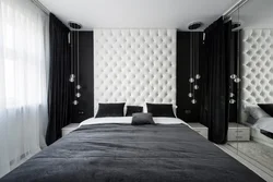 Bedroom interior with black furniture photo