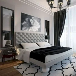 Bedroom interior with black furniture photo