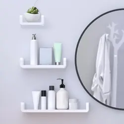 Bathroom shelves on the wall photo