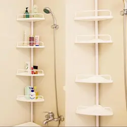 Bathroom shelves on the wall photo