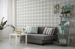 Checkered wallpaper in the kitchen interior