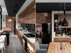 Dark loft kitchen photo
