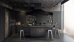 Dark loft kitchen photo