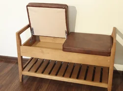 Wooden banquette in the hallway with your own hands photo made of wood