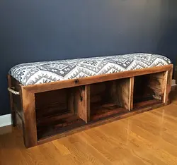 Wooden banquette in the hallway with your own hands photo made of wood