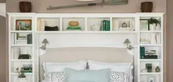 Shelving in the bedroom interior