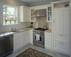 Kitchen design with white gas stove