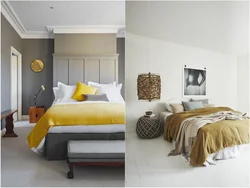 Mustard color in the bedroom interior