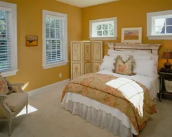 Mustard color in the bedroom interior