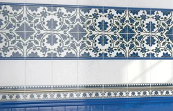 Bathroom tiles with ornament photo