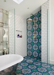 Bathroom tiles with ornament photo