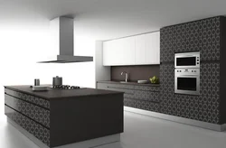 Graphite-colored kitchens in the interior photo