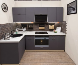 Graphite-colored kitchens in the interior photo