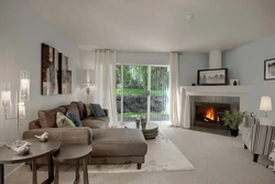 Gray Fireplace In The Living Room Interior