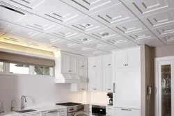 Kitchen ceiling made of tiles all photos
