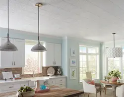 Kitchen ceiling made of tiles all photos