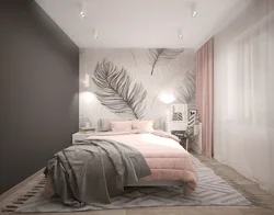 Wallpaper feathers bedroom design