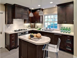 Dark corner kitchens in the interior