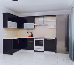 Dark corner kitchens in the interior