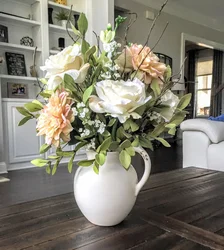 Artificial Flowers In The Kitchen Interior