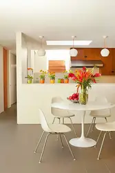 Artificial flowers in the kitchen interior