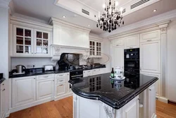 Ошхонаҳои Классикӣ Бо Аксҳои Countertops Торик